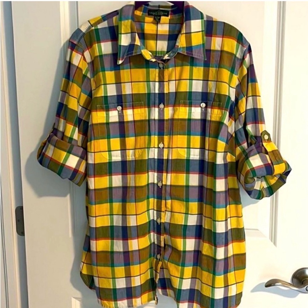 LRL Ralph Lauren Jeans Co by Ralph Lauren Plaid Cotton Button Down Roll tabs 1X
